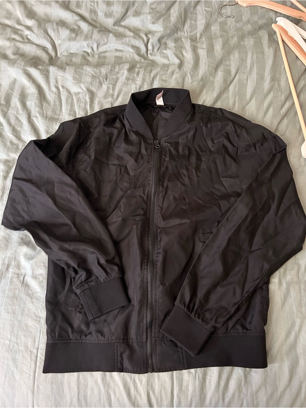 Men's Black Bomber Jacket - Classic Zip-Up Lightweight Bomber